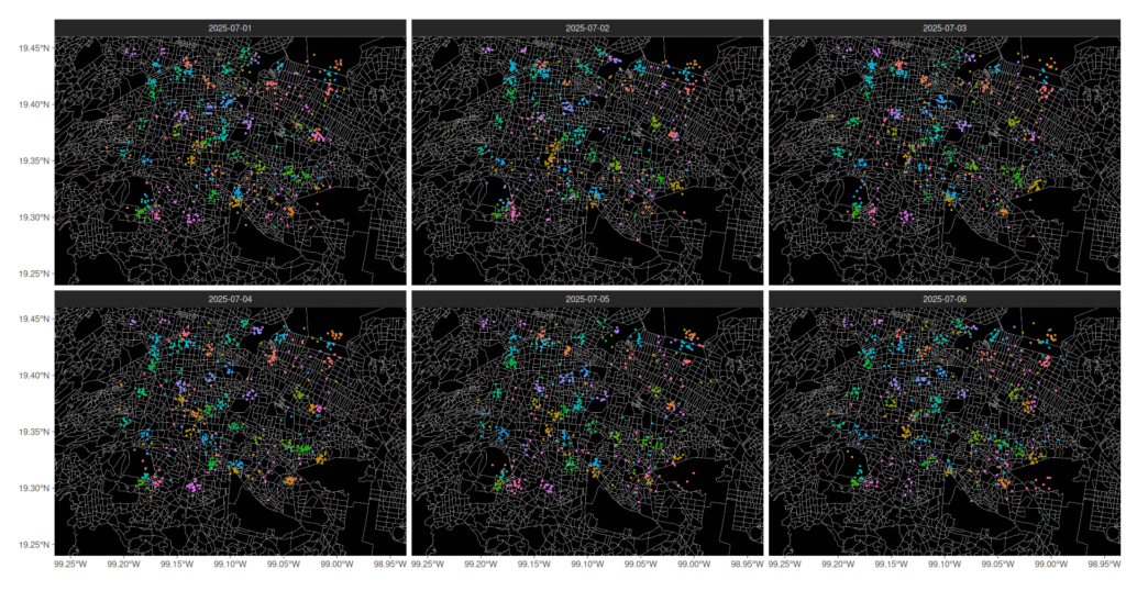 geolocalización de dispositivos móviles en el valle de México (Datos simulados)